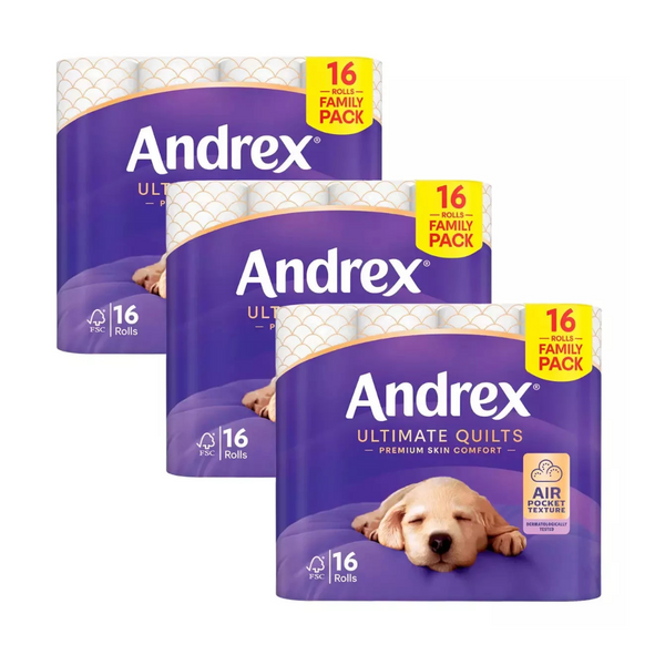 Andrex Ultimate Quilted Roll Tissue Paper Extra Soft Absorbent - 48 ROLLS 3 X 16