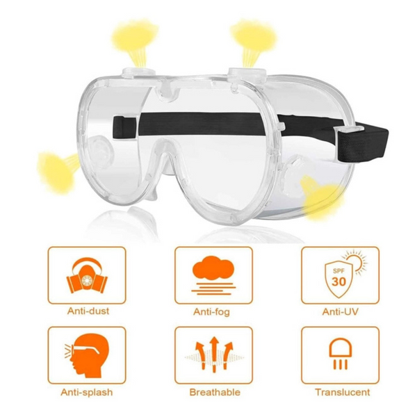 Safety Goggles Clear, Wraparound Safety Glasses, 2pcs Clear Safety Glasses Adult Eye Protection
