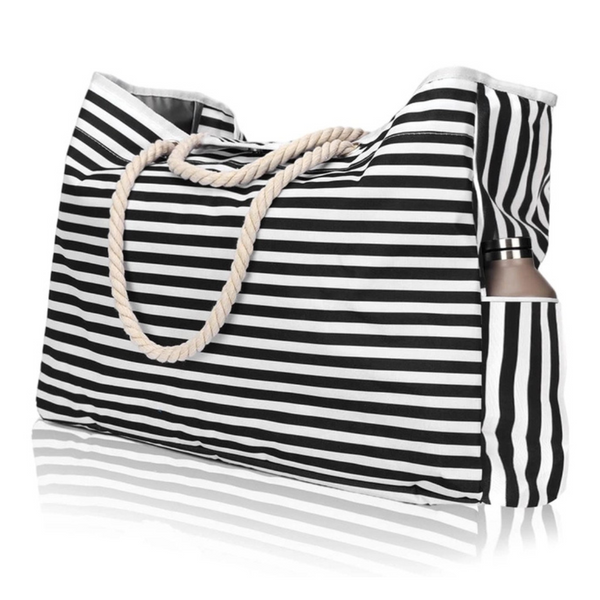 Extra Large Waterproof Canvas Beach Bag with Inner Pocket for Travel - Weekender Big Pool Tote Bag