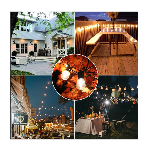 150FT/45m Outdoor String Lights LED, Garden Lights Mains Powered Waterproof IP65 with 45+5 Plastic Bulbs, Shatterproof Festoon Lights for Outside