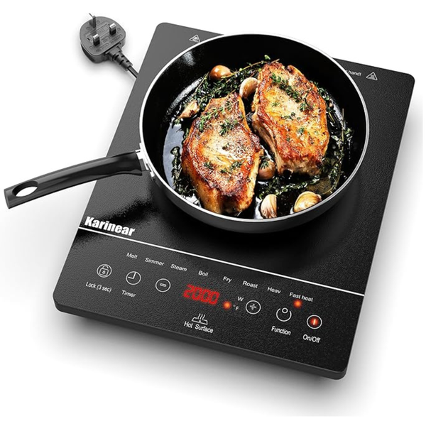 Portable Ceramic Hob with 4-Hour Timer & 9 Power Levels – Touch Control 2000W