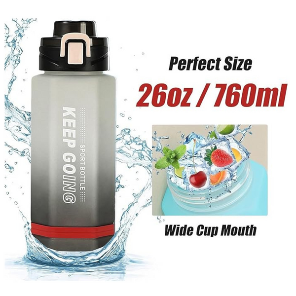 Sports Water Bottle 760ML (26OZ), Leak Proof & BPA Free Drinks Bottle, Reusable Water Bottles with Carrying Strap and Silicone Sleeve, Water bottle for Gym Travel Picnic Camping Hiking