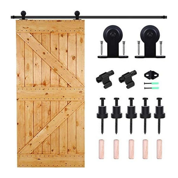 5.5FT/167cm Interior Sliding Barn Wood Door Hardware Closet Track Kit Single Door T Shape Hangers