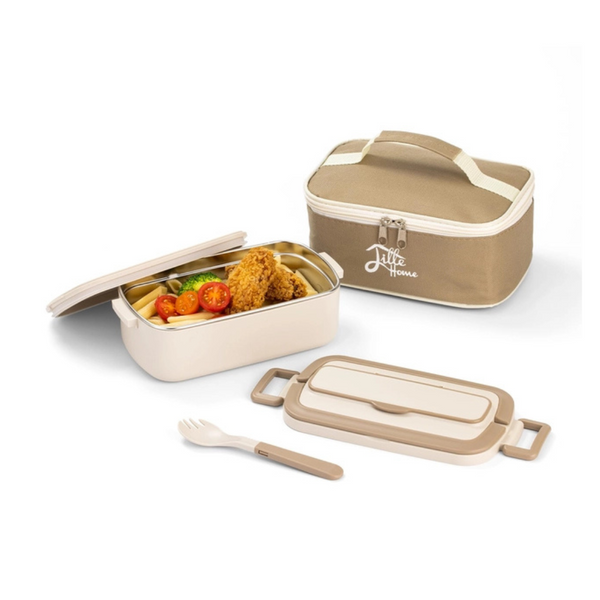 Lille Home 1000ml Bento Lunch Box for Adult, Portable Stainless Steel Tiffin Lunchbox, Snack Lunch Food Container with Lunch Bag and Utensils