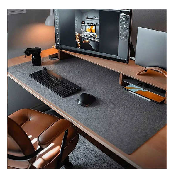 DawnTrees Desk Mat |100x40 cm Felt Desk Pad Protector | Keyboard Pad (Dark Grey)