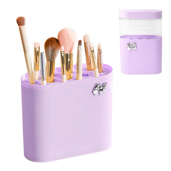 Makeup Organiser Brush Holder with Silicone Dustproof Lid, Make up Organiser Storage with 13 Sockets for Various Models