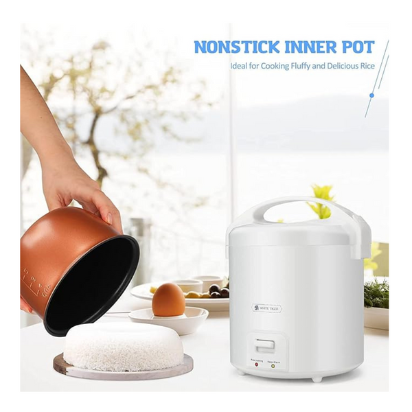 1.0L Mini Rice Cooker & Steamer, 15 Minutes Fast Cooking, 1-2 People White