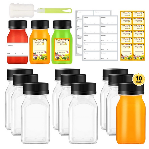 Shot Bottles for Filling, Pack of 10 Plastic Bottles for Filling 120 ml, Small Bottles for Filling