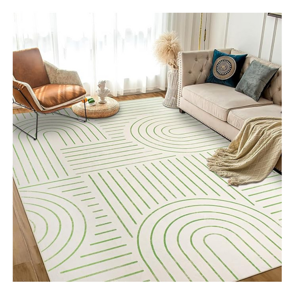 Washable Rugs Living Room 122x170cm Ultra Thin Large Rug Soft Low Pile Rugs for Bedroom Lightweight Carpets for Living Room Dining Room Kid's Room Nursery(Green)