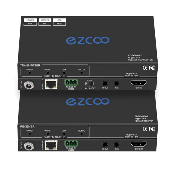 ROFAVEZCO HDMI Extender Over Ethernet 4k 60HZ Uncompressed 18G/BPS Over Single Cat5/6 up to 40m(165ft), RS232+POE+IR+HDCP2.2, HDR CEC EDID Management