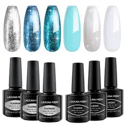 6 Pcs Lagunamoon Gel Nail Polish Sets, UV LED Soak Off Lacquer Kit Varnish Manicure & Pedicure - OneBag