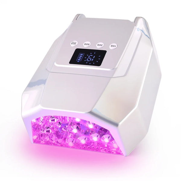 Silver UV Led Lamp Rechargeable Nail Lamp US 98W Fast Curing Cordless Professional Nail Dryer