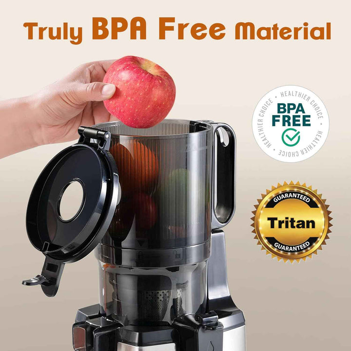 Fretta Cold Press Juicer Machines, Stainless Steel Masticating Slow Juicers, 250W and 140MM Feed Chute Fit for Fruits and Vegetables