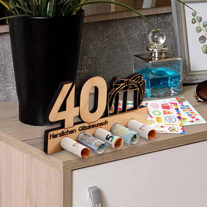 Wooden Guest Book, 40th Birthday Gift Signature Plaque, Wooden Number 40 - OneBag