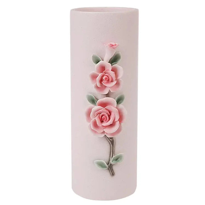 Decorative Tube Vase for Flower for Modern or Rustic Home Decor, Handcaft 3D Embossed Floral Design - OneBag
