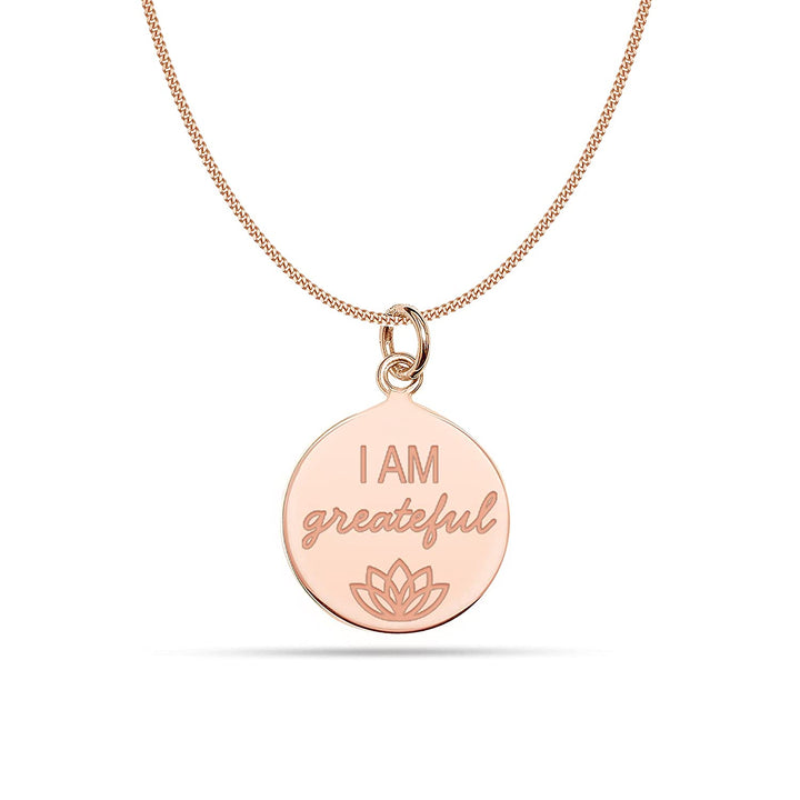925 Sterling Silver I Am Grateful Rose Gold Necklace Pendant Jewellery for Teen Women - OneBag