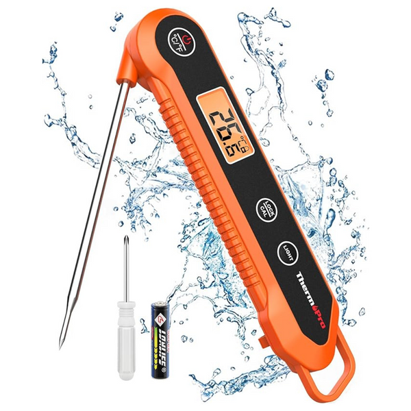 ThermoPro TP03H Meat Thermometer with IPX6 Waterproof, Food Thermometer Foldable Food Temperature Probe with LCD Backlight