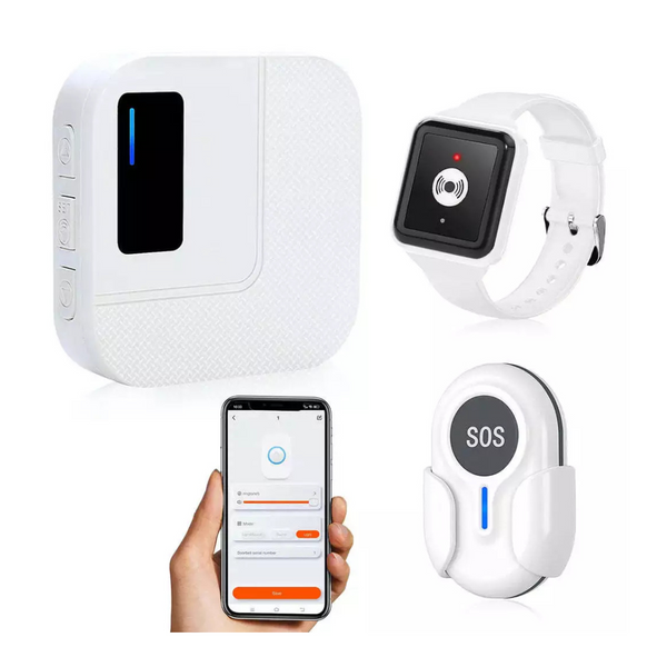 Wireless Caregiver Pager Alert System, Call Button, Watch, Receiver for Elderly, Receiver - Button - Watch C