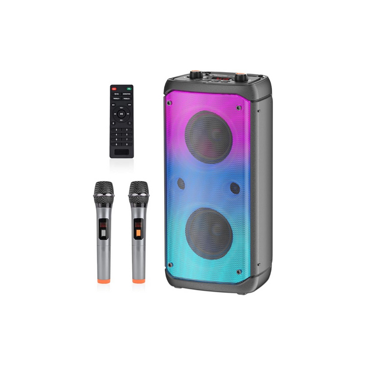 TAMPROAD Karaoke Machine with 2 Wireless Microphones, Portable Karaoke Machine for Adults & Kids, PA System with LED Lights - OneBag