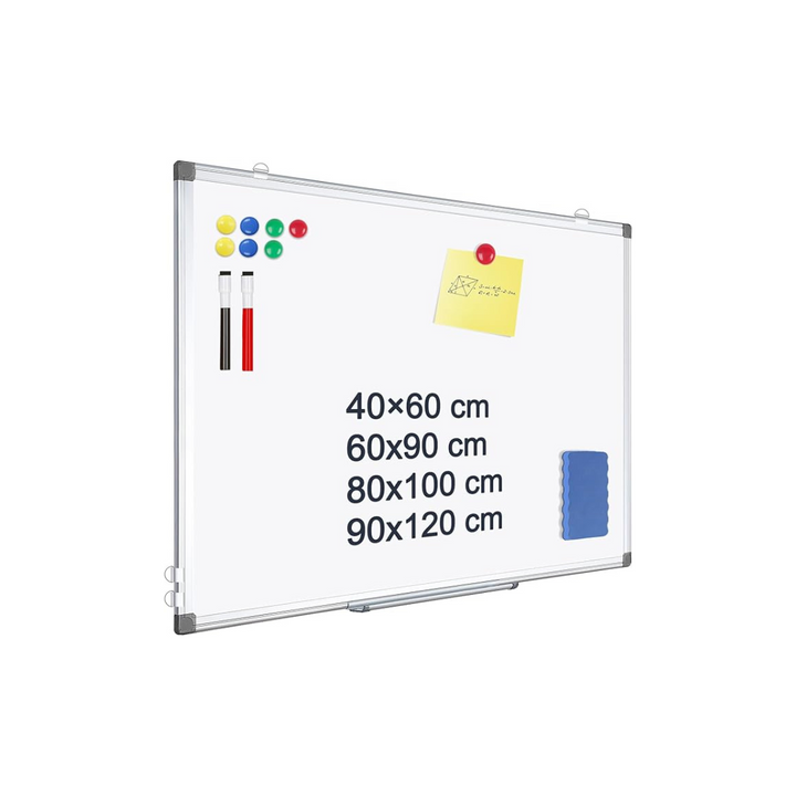 QUEENLINK 50 X 70 cm Magnetic Whiteboard, Large White Board for Wall, Aluminum Frame Dry Erase Board for Office with Pen Tray - OneBag