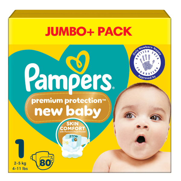 Pampers Nappies, Pampers Premium Protection New Baby, Jumbo+ Pack