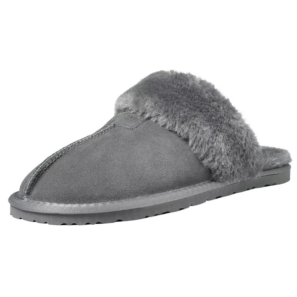 Shenduo Men's Furry Fur Slippers 9.5/10.5UK Winter House Slippers for Men Grey 44/45EU D9624