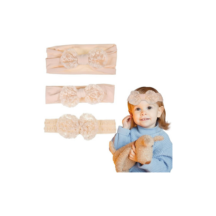 3 Pcs EUIOOVM Baby Headband, Baby Girls Bows Headwear, Soft Cute Cotton Baby Hair Bands, Bowknot Elastic Newborn Turban Hair Accessories - OneBag