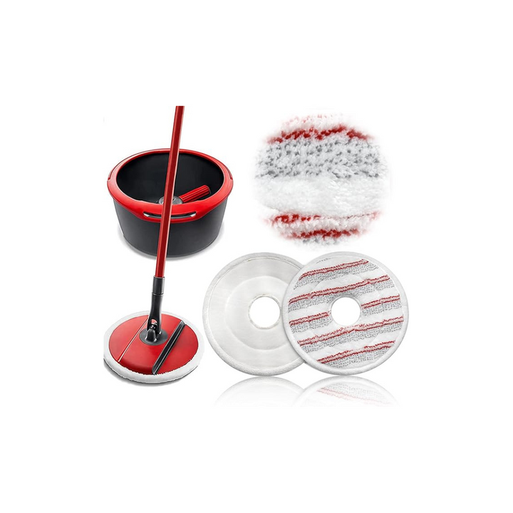 1 Pcs Red Fiber Rotating Adhesive Mop Head Replacement, Rotating Clean Mop Head Replacement - OneBag