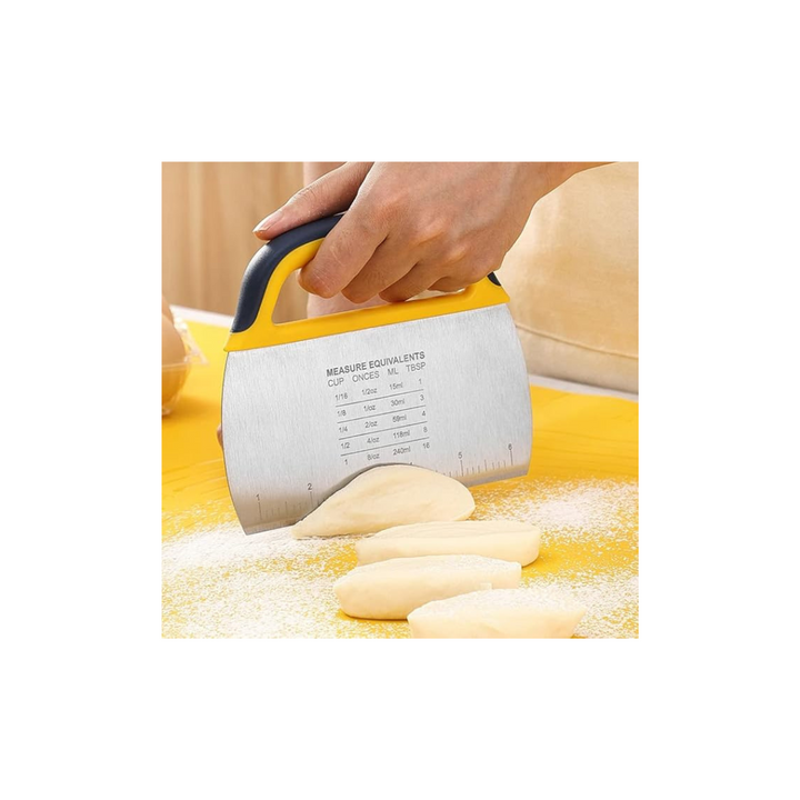 Stainless Steel Metal Griddle Bench Scraper with Plastic Handle, Dough Cutter with Food Grade, Stainless Steel Blade and Soft TPR Handle Plastic Pastry Cutter - OneBag