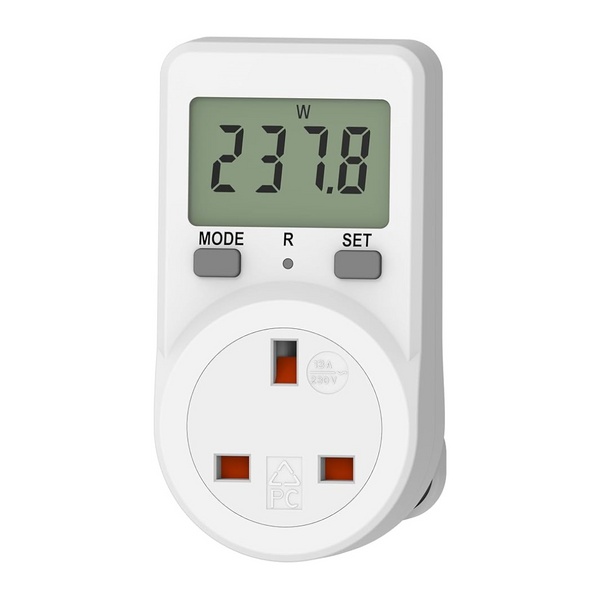 Electricity Usage Monitor Power Meter Plug Energy Monitor Plug Meter UK Energy Cost Meter 5 Modes, Socket Power Monitors Power Consumption Meter Electricity Usage Consumption KWH Amp Volt Watt Meter