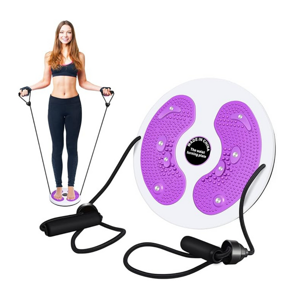 Herefun Twist Waist Disc Board with Drawstring, Fitness Turntable Waist Wriggling Plate, Hip Trainer, Resistance Bands Massage Foot Sole Home Fitness Equipment