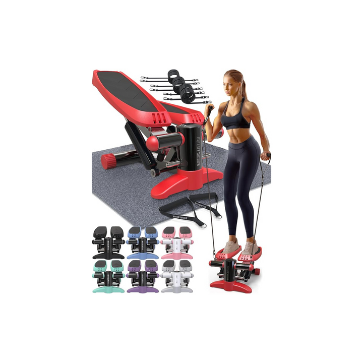 Steppers With Resistance Bands Set, Step Machine Exerciser for Home, Up-Down Stepper with LCD Monitor and Non-Slip Pedal, Perfect For Full Body Training - by Nordic Lifting - OneBag