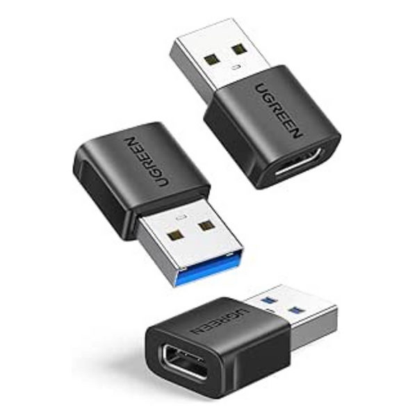 3 Pcs UGREEN USB C to USB Adapter, 10Gbps USB C Adapter Female to Male Converter, Fast Charging Compatible with iPhone 16/15/14, iPad Air/Mini, Apple Watch, Samsung Galaxy S24/S23 (Black)