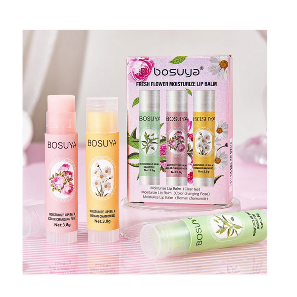 3 Pcs Organic Lip Balm, Natural Lip Balm Sticks 3-Pack Lip Balm Gift Set Moisture ALL Day