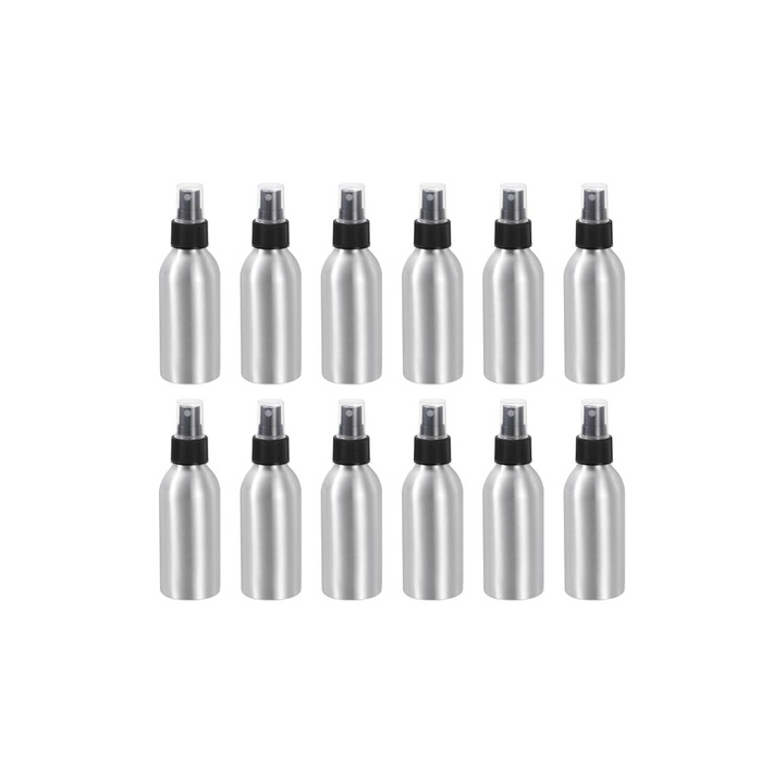 3-12 Pcs 120ml/4oz Aluminium Spray Bottle with Black Fine Mist Sprayer, Empty Refillable Container Travel Bottle for Kitchen Bathroom or Plants Water Sprayer - OneBag