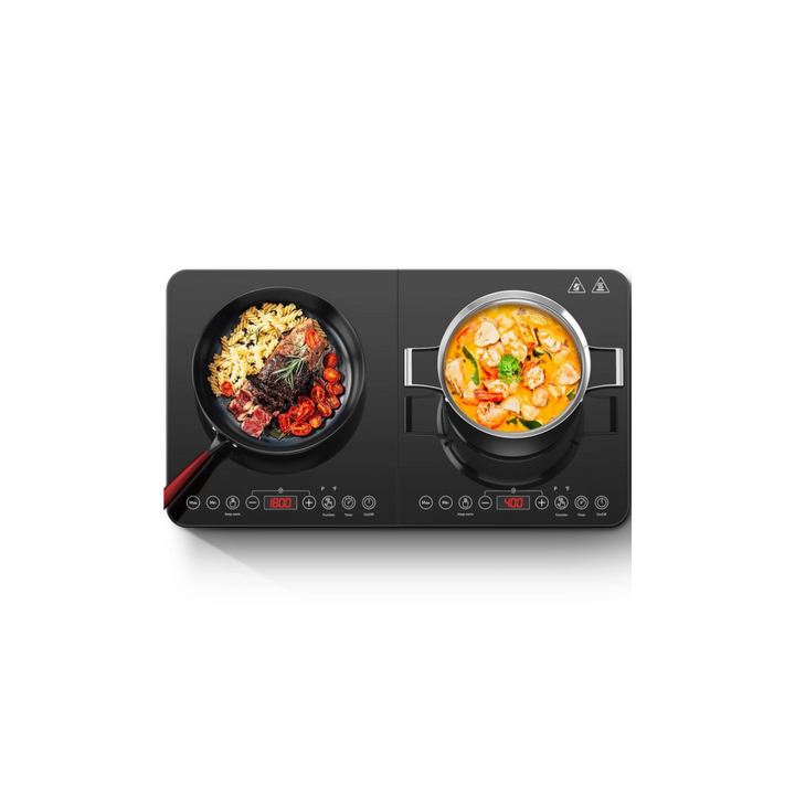 Aobosi Double Induction Hob,Induction Hobs with Black Glass Panel Body, Independent Control,Induction Cooker with 20 Temperature Setting&18 Power Levels[Upgrade],4-Hour Timer,2800W,Safety Lock - OneBag