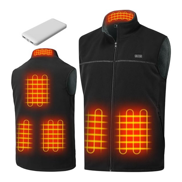 Large Heated Vest, Gilet for Men Women, Micro Fleece Body Warmer with 12000mAh Power Pack Included, USB Electric Jacket with 3 Heating Level | 6 Heated Zone, Self Warm Waistcoat, Lightweight Winter Clothing