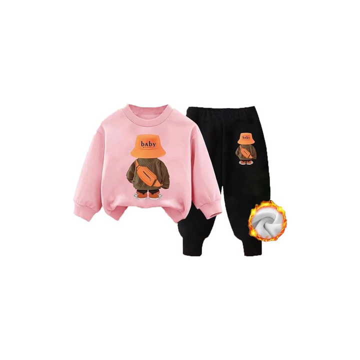 11-12 Years Pink Gavena Kids Tracksuit, Boys Girls Fleece Top and Joggers Set, Casual Outdoor Sportwear - OneBag