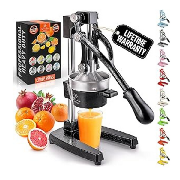 Zulay Professional Citrus Juicer and Lemon Squeezer - Orange Juice Squeezer, Lime Squeezer and Manual Juicer Press - Metal Hand Juicer Press and Orange Juicer - Citrus Squeezer Black
