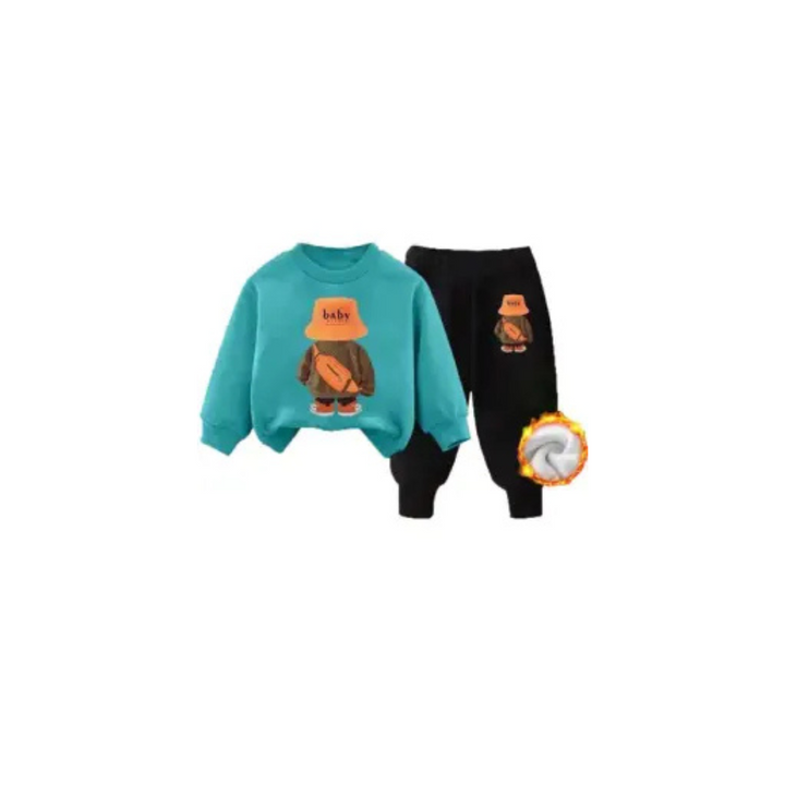 11-12 Years Green Gavena Kids Tracksuit, Boys Girls Fleece Top and Joggers Set, Casual Outdoor Sportwear - OneBag