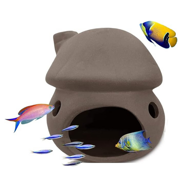 Uotyle Fish Tank Cave, Cute Mushroom Ceramic Aquarium Jar for Fish Betta Fish Tank Hideout Shelter Shrimp Fish Breeding