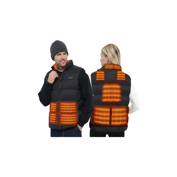 DR.PREPARE Heated Gilet with 7.4V DC Port, Unisex Heated Vest with 10 Heating Zones & 3 Heat Levels, Fluffy Heated Body Warmer Jacket