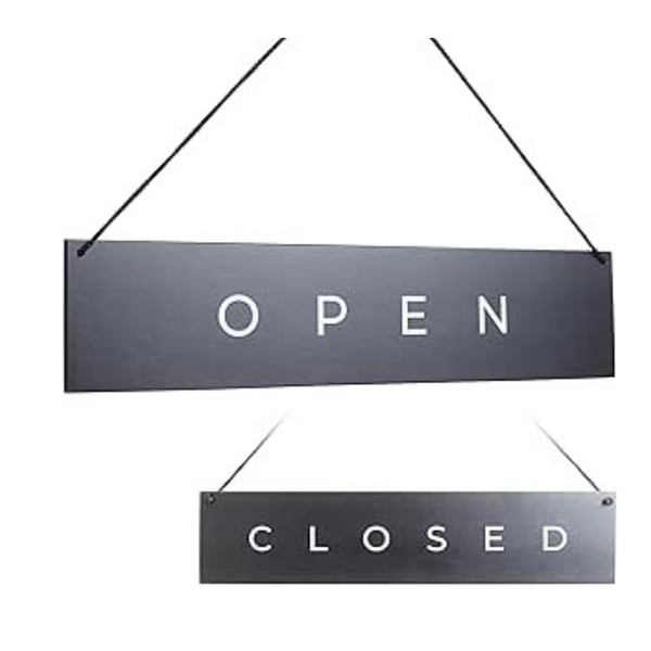 TOROS STORE Modern Wooden Open Closed Sign - Double-Sided, Vintage Style, Black