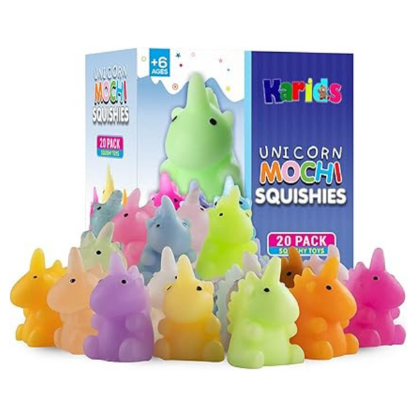 20 Pcs Multicolor Squishy Toys Mochi Unicorn Squishies - Individually Wrapped for Party Bag Fillers for Kids