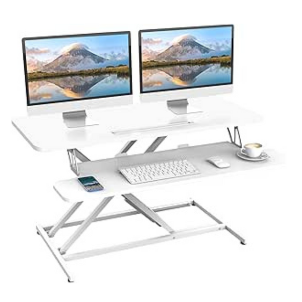 ERGOMAKER Standing Desk Converter, 36"/91cm Wide Height Adjustable Quick Sit to Stand Up Desk Riser for Dual Monitor