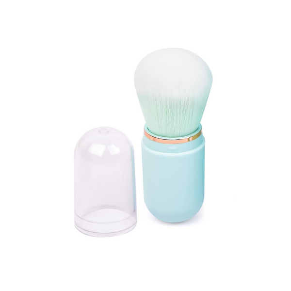 Retractable Kabuki Brush Travel Makeup Brush Cute Capsule-shape Blush Brush Foundation Brush Suitable for Liquid Foundation Pressed Powder Contour Cream Blue