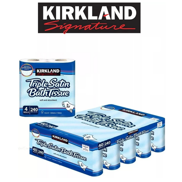 Toilet Paper, 40 Rolls Kirkland Signature Triple Satin 3-Ply Toilet Tissue, 40 Rolls