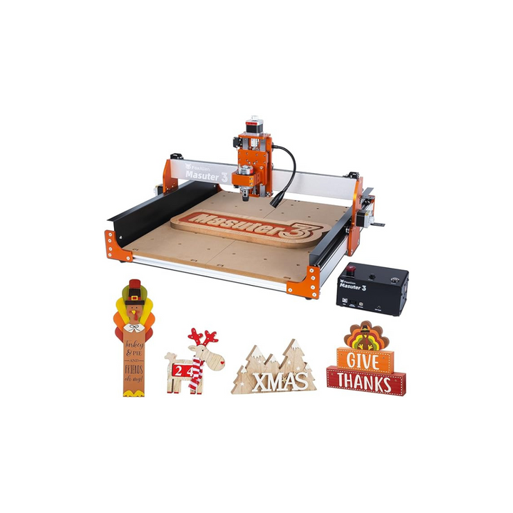 FoxAlien CNC Router Machine Masuter 3 with Steel Wheels, 3-Axis Engraving Milling Machine, 15.75” x 15.75” x 3.74” Working Area - OneBag
