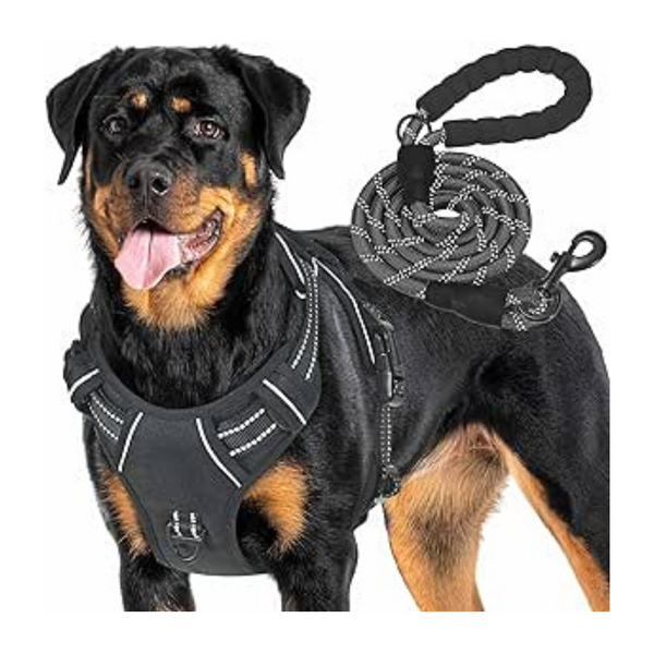 Haapaw Heavy Duty Tactical Dog Harness for Large Dogs, No Pull Adjustable Pet Harness Reflective Service Training Easy Control Pet Vest Military K9 Working Dog Harnesses- Large, Black