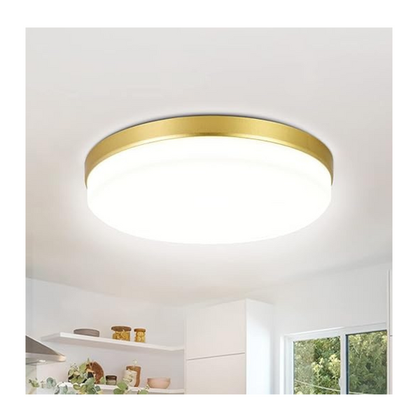 ASHUAQI Gold LED Ceiling Light, 36W 4000K Natural White Bathroom Lights, 3240LM Round Bright Ceiling Lights for Kitchen, Bedroom, Hallway, Utility Room, Laundry, Toilet, Porch, Ø23 CM